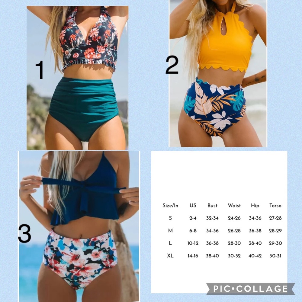 Bundle of 3 high waist bikini sets medium
